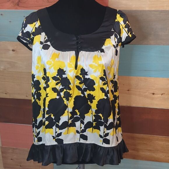 Size two 100% silk INC. Floral blouse - Picture 1 of 6